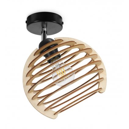 nowoczesny kinkiet scienno sufitowy kula z drewna timber