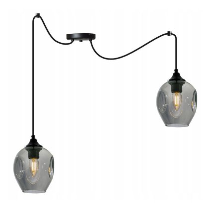 industrialna lampa ze szklanymi kloszami w typie pajak