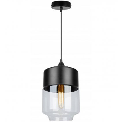 nowoczesna lampa wiszaca ze szklanym kloszem ze szkla o podluznym ksztalcie