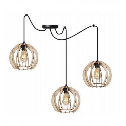 nowoczesna lampa timber pajak z drewnianymi kloszami