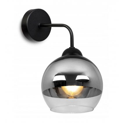 nowoczesny kinkiet z metalu i szkla kulisty klosz