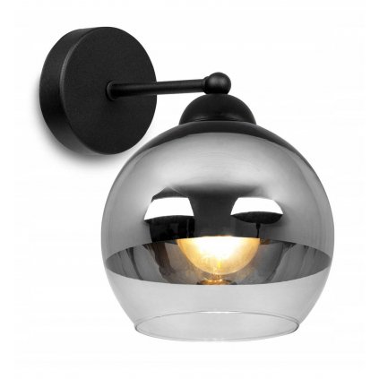 kinkiet ze szklanym kulistym kloszem chromowany