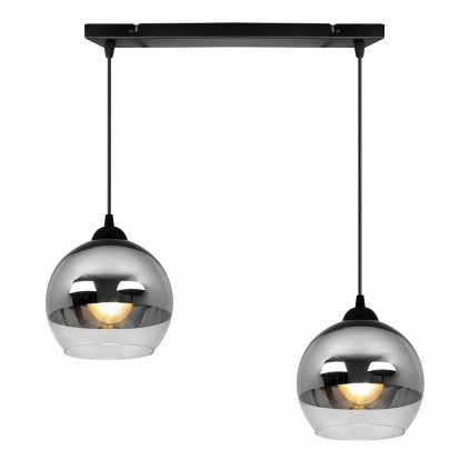 wiszaca regulowana lampa szklany klosz z efektem chromowania