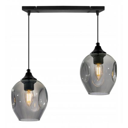 dwuplomienna lampa wiszaca ze szklanymi kloszami