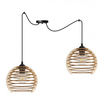 lampa sufitowa typu pajak drewniane klosze timber