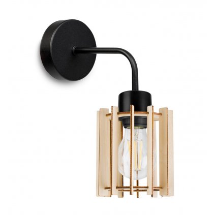 stylowa lampa scienna kinkiet drewniany klosz timber