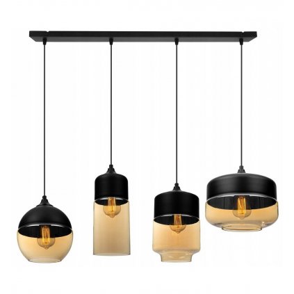 lampa wiszaca loft ze szklanymi kloszami z miodowego szkla w nowoczesnym stylu
