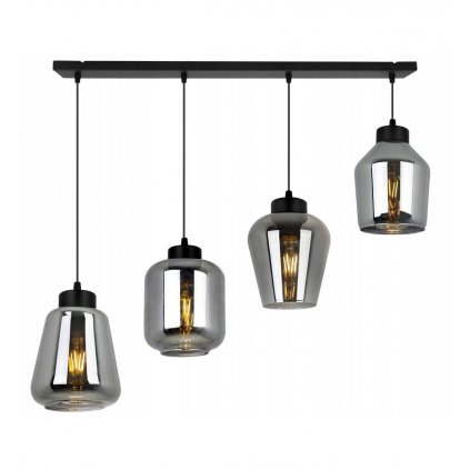 elegancka lampa wiszaca klosze z przydymionego szkla w roznych ksztaltach