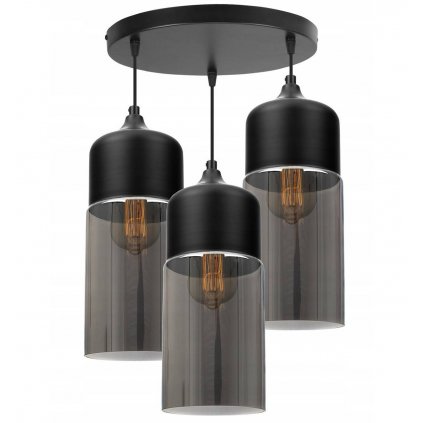 nowoczesna lampa wiszaca ze szklanymi kloszami z przyciemnianego szkla