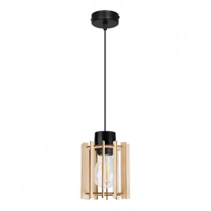 stylowa lampa sufitowa timber z drewnianym kloszem walec