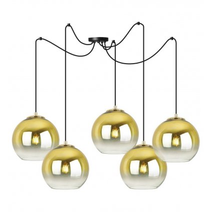 nowoczesna lampa wiszaca zlote klosze kule spider bergen gold