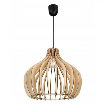 lampa w stylu skandynawskim z duzym drewnianym kloszem