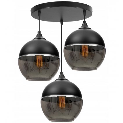 loftowa lampa wiszaca ze szklanymi kloszami w ksztalcie kuli