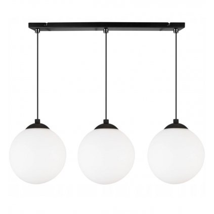 lampa wiszaca na listwie z trzema szklanymi kloszami