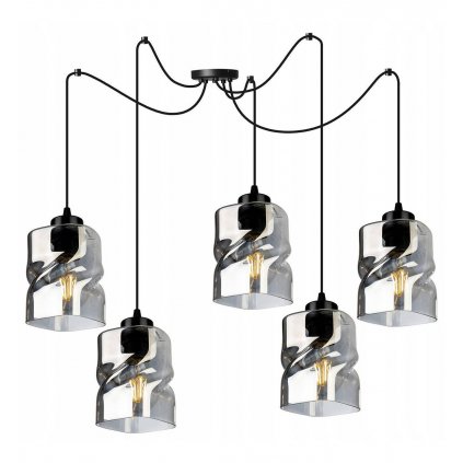 loftowa lampa wiszaca typu pajak ze szklanymi kloszami