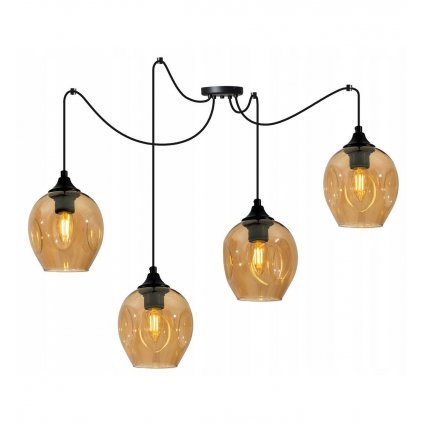 nowoczesna lampa loft z kloszami z barwionego szkla