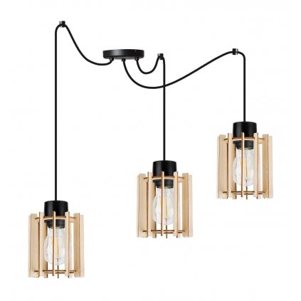 designerska lampa wiszaca spider timer z drewnianymi kloszami walec