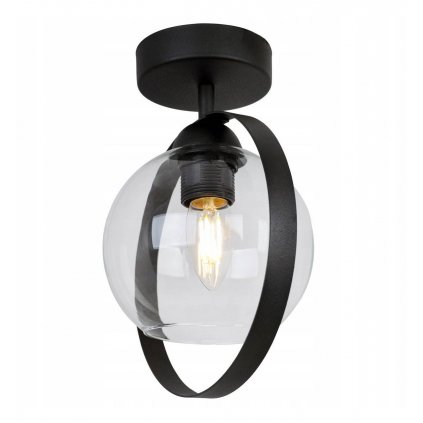 industrialna lampa sufitowa ring haga z kulistym bezbarwnym kloszem