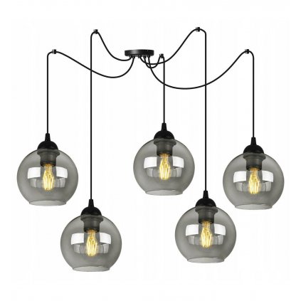 nowoczesna lampa wiszaca z kloszami z barwionego szkla