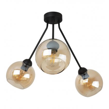 nowoczesna lampa zyrandol trio haga z miodowymi kloszami ze szkla