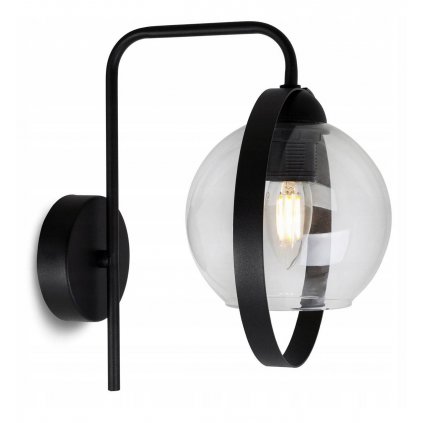 loftowa metalowa lampa scienna z kulistym szklanym kloszem