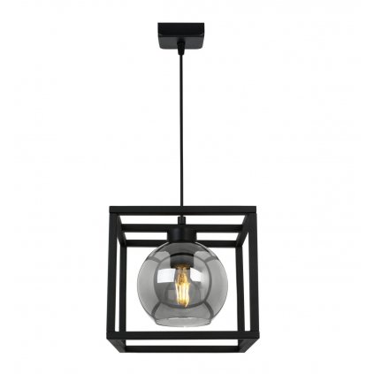 modernistyczna lampa wiszaca szklany haga cage grafitowy klosz