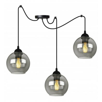nowoczesna lampa wiszaca z trzema kloszami ze szkla