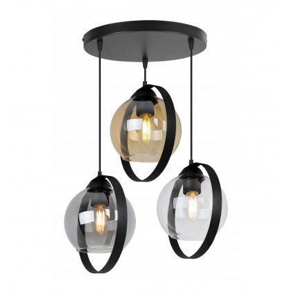 regulowana lampa ring haga czarny mat z roznokolorowymi szklanymi kloszami