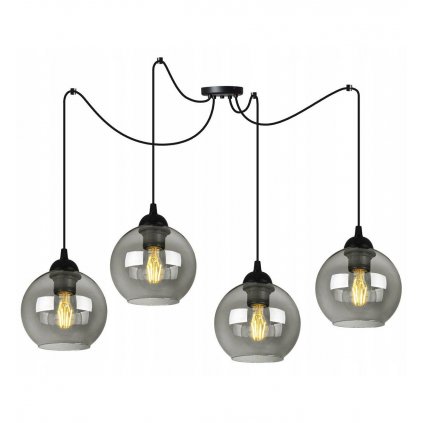 nowoczesna lampa loft z czterema szklanymi kloszami