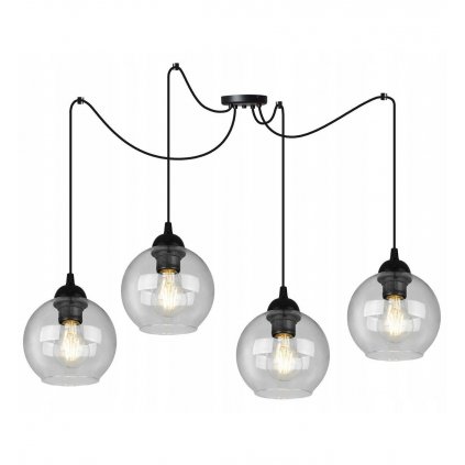 nowoczesna lampa loft z czterema szklanymi kloszami