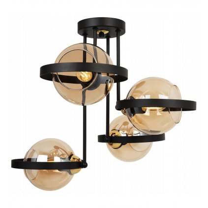 industrialna lampa z metalu czarna z miodowymi kloszami