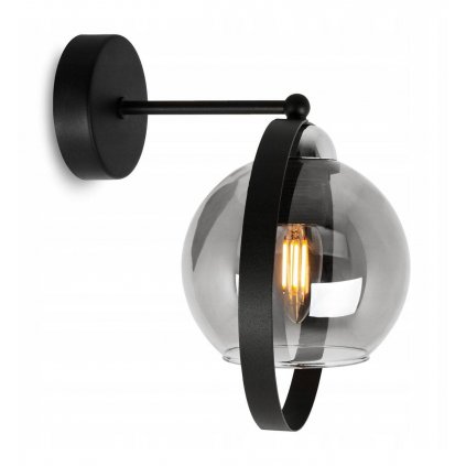 nietypowy kinkiet lampa scienna przydymiona kula