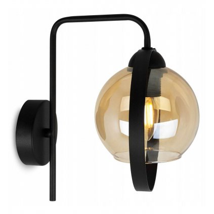 nowoczesny minimalistyczny kinkiet ze szklanym kloszem w ksztalcie kuli