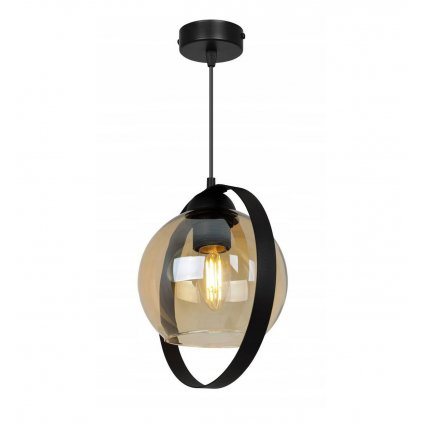 modernistyczna lampa ring haga z kloszem z miodowego szkla