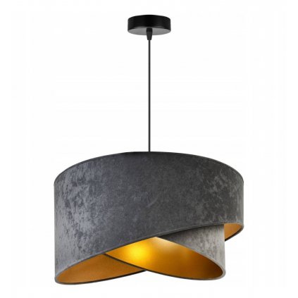 zyrandol sufitowy zloty abazur asymetryczny welurowy