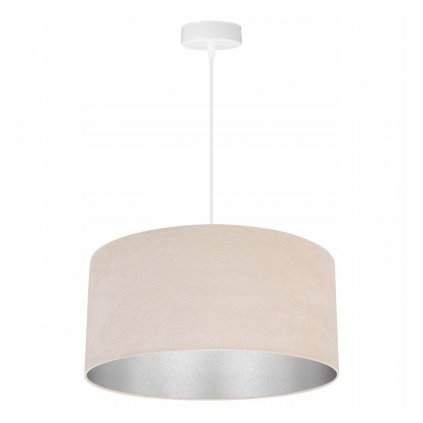 lampa wiszaca nowoczesna bezowy abazur z efektem chrom