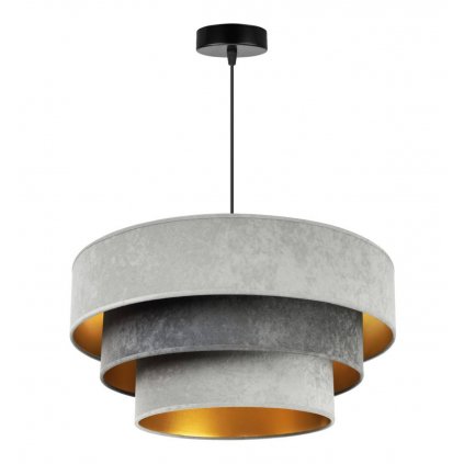 efektowna lampa wiszaca z welurowym abazurem 50 cm odcienie szarosci mediolan