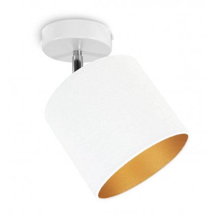 bialy kinkiet minimalistyczny z regulacja nachylenia i welurowym abazurem