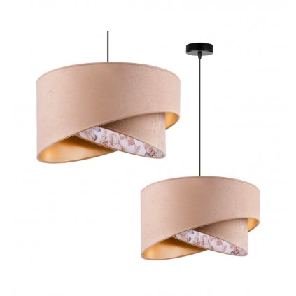 lampa wiszaca nowoczesna zyrandol z abazurem bezowym mediolan e27