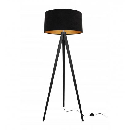 lampa trojnog mediolan welurowy klosz ze zlotym srodkiem