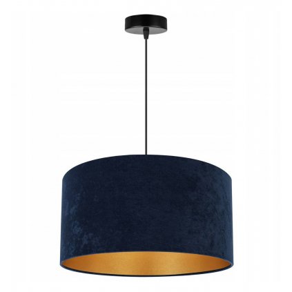 lampa wiszaca w stylu glamour z granatowym abazurem