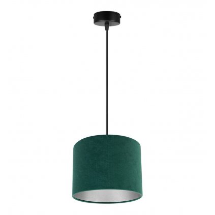 lampa wiszaca zwis z welurowym abazurem srebrne wnetrze