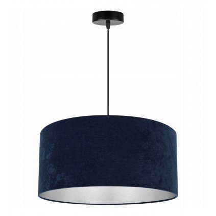 nowoczesna lampa wiszaca mediolan duzy granatowy abazur z efektem chrom