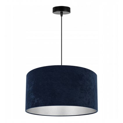 lampa wiszaca ze srebrnym srodkiem abazur z tkaniny welurowej