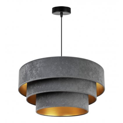nowoczesna lampa wiszaca z welurowym abazurem potrojnym mediolan 50 cm