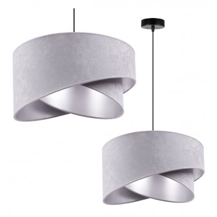 lampa wiszaca z abazurem zyrandol ze srebrnym srodkiem mediolan 45 cm