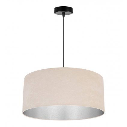 lampa wiszaca mediolan z duzym bezowym welurowym abazurem