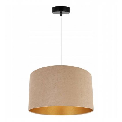 elegancka lampa mediolan zwis z bezowo zlotym abazurem