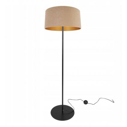 stylowa lampa podlogowa z welurowym abazurem zloty srodek mediolan