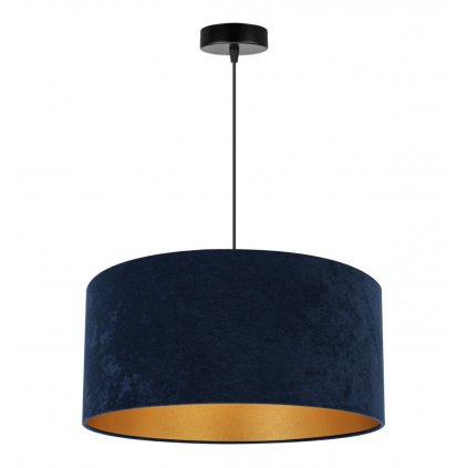 nowoczesna lampa wiszaca mediolan duzy granatowy abazur srodek gold